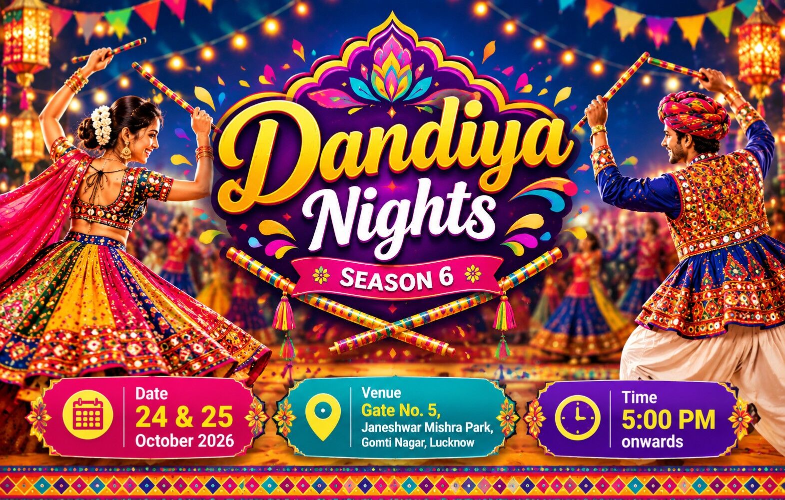 Biggest Dandiya Night Mahotsav Lucknow 2026 — Live Dhol and Raas Floor